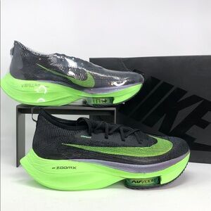 Nike Air Zoom Alphafly Next% Cl9925-400 Black Lime Running Shoes - Size 10.5